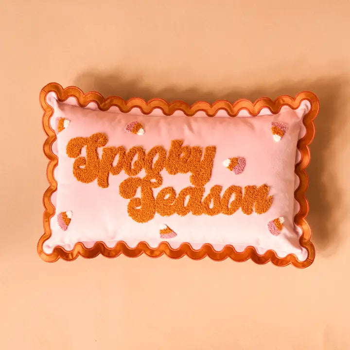 Spooky Season Scalloped Throw Pillow