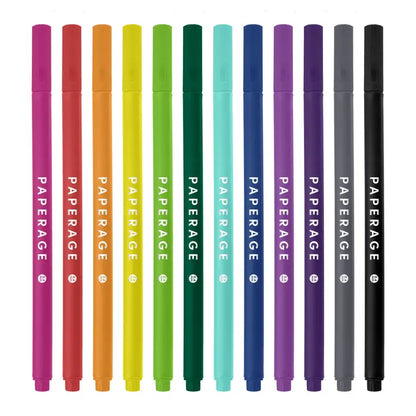 12 Pack Felt Tip Fine Line Marker Pens with Case