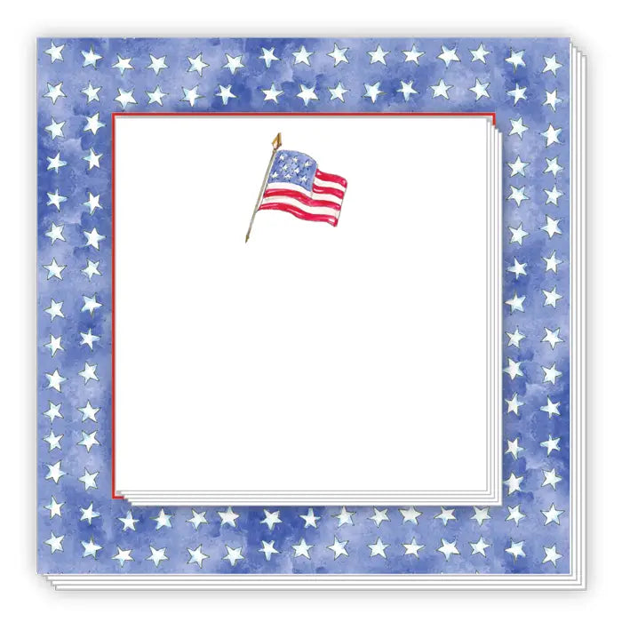 American Flag and White Stars On Blue Notepad Duo