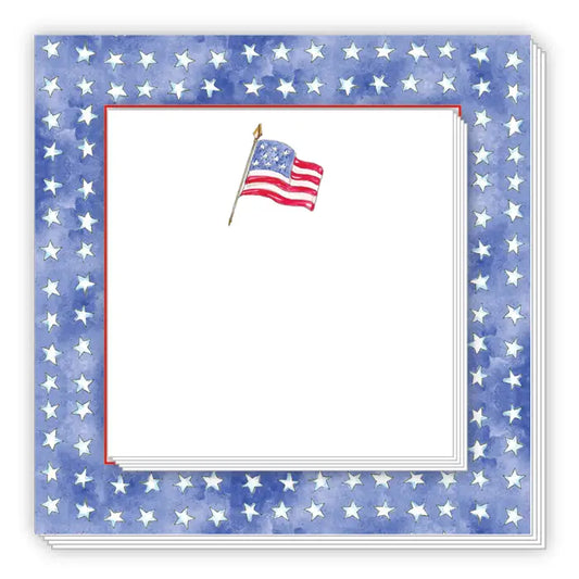 American Flag and White Stars On Blue Notepad Duo