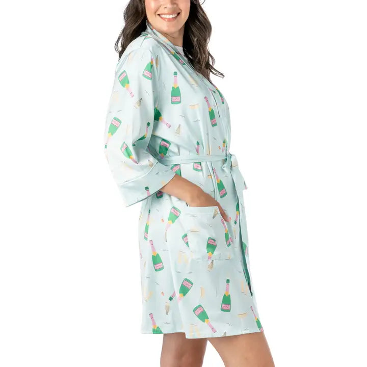 Hello Mello Boots & Bubbles Satin Pajama Robe