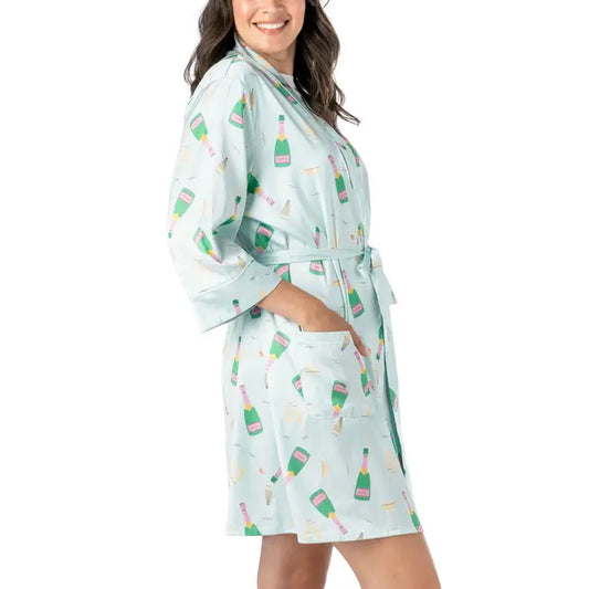 Hello Mello Boots & Bubbles Satin Pajama Robe