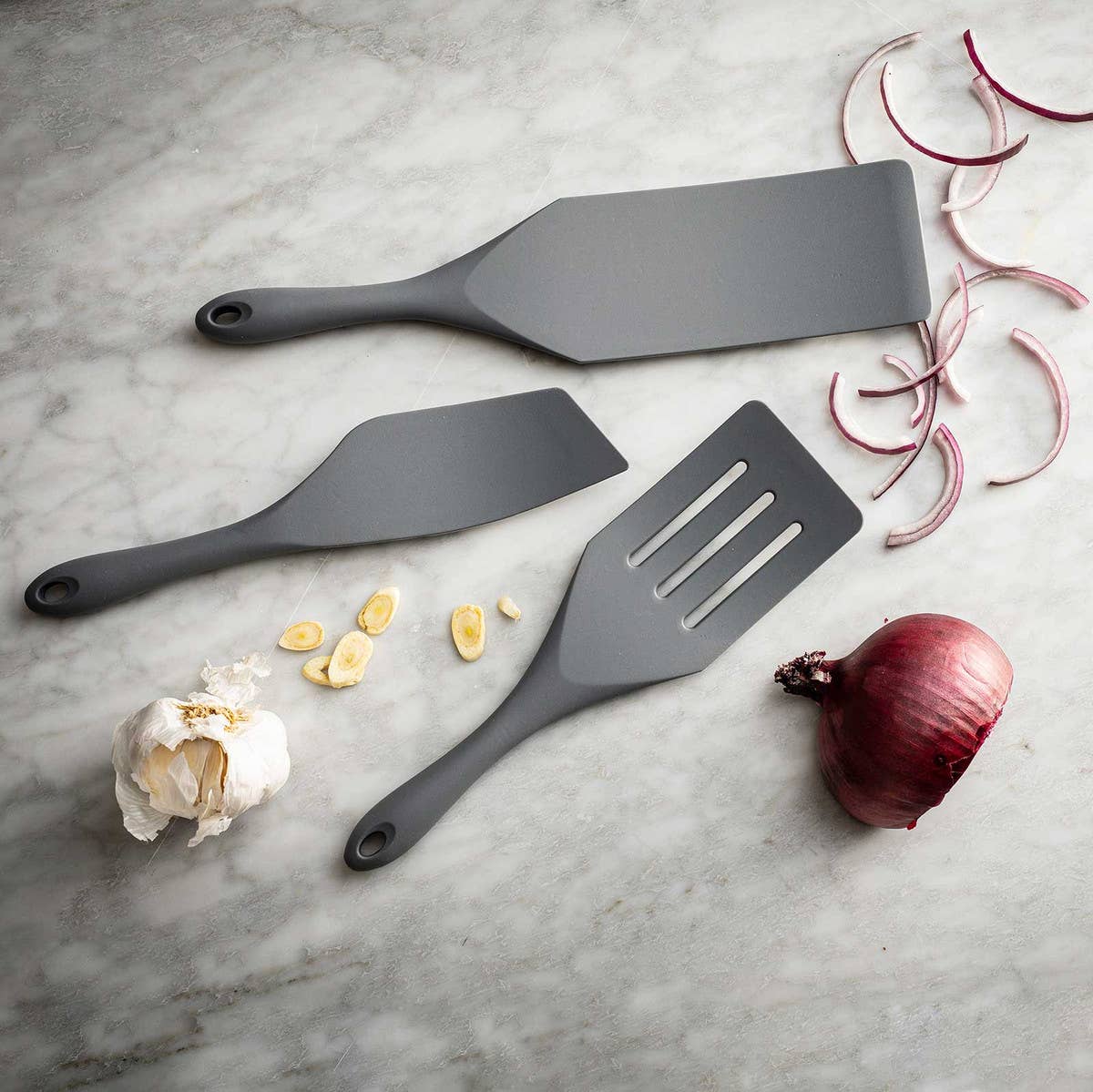 Wide Silicone Spatula Spurtle Gray