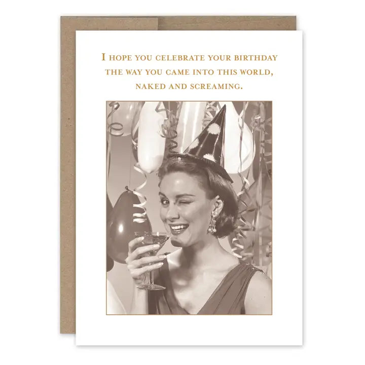 Naked and Screaming Birthday Card