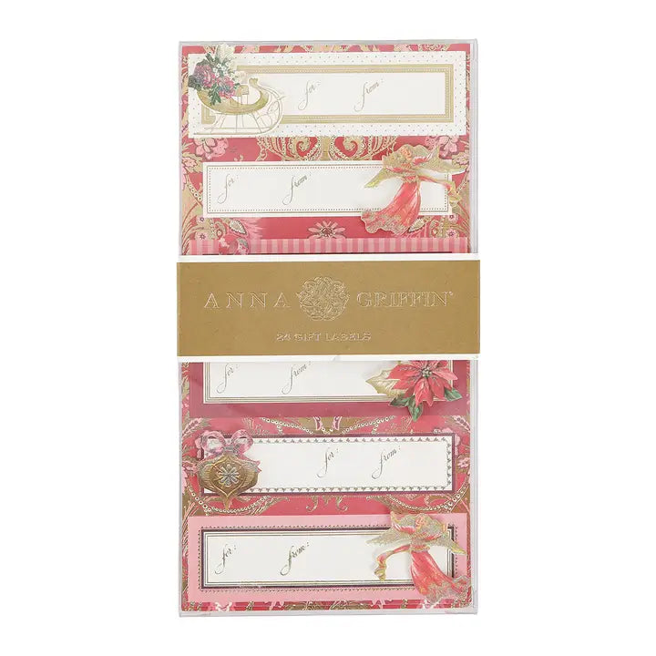 Timeless Red & Gold 3D Gift Labels - 24 ct
