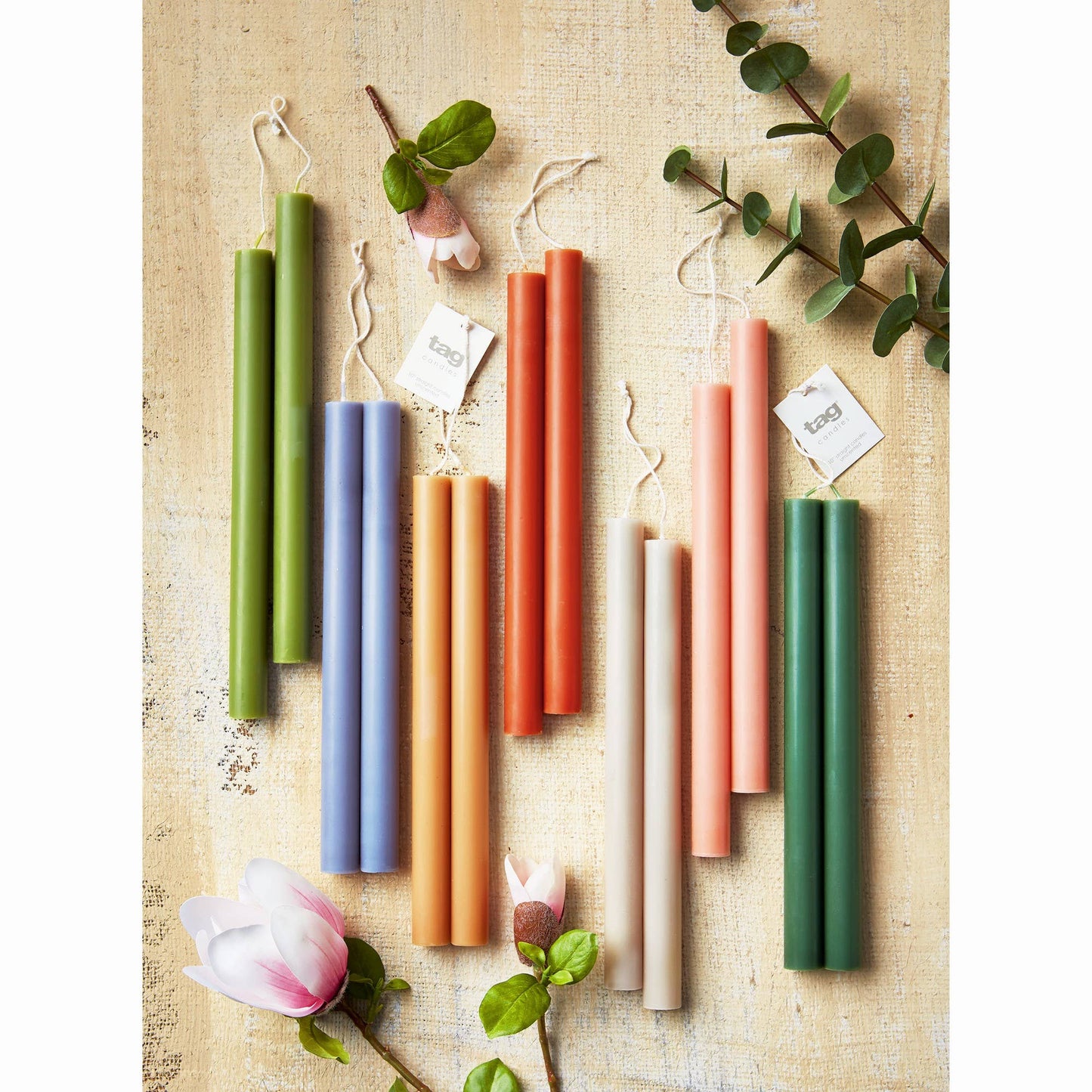 Unscented 10" Taper Candles Set of 2 - Dark Green