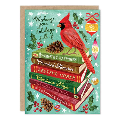 Holiday Wishes Book Stack Boxed Cards - Set of 10