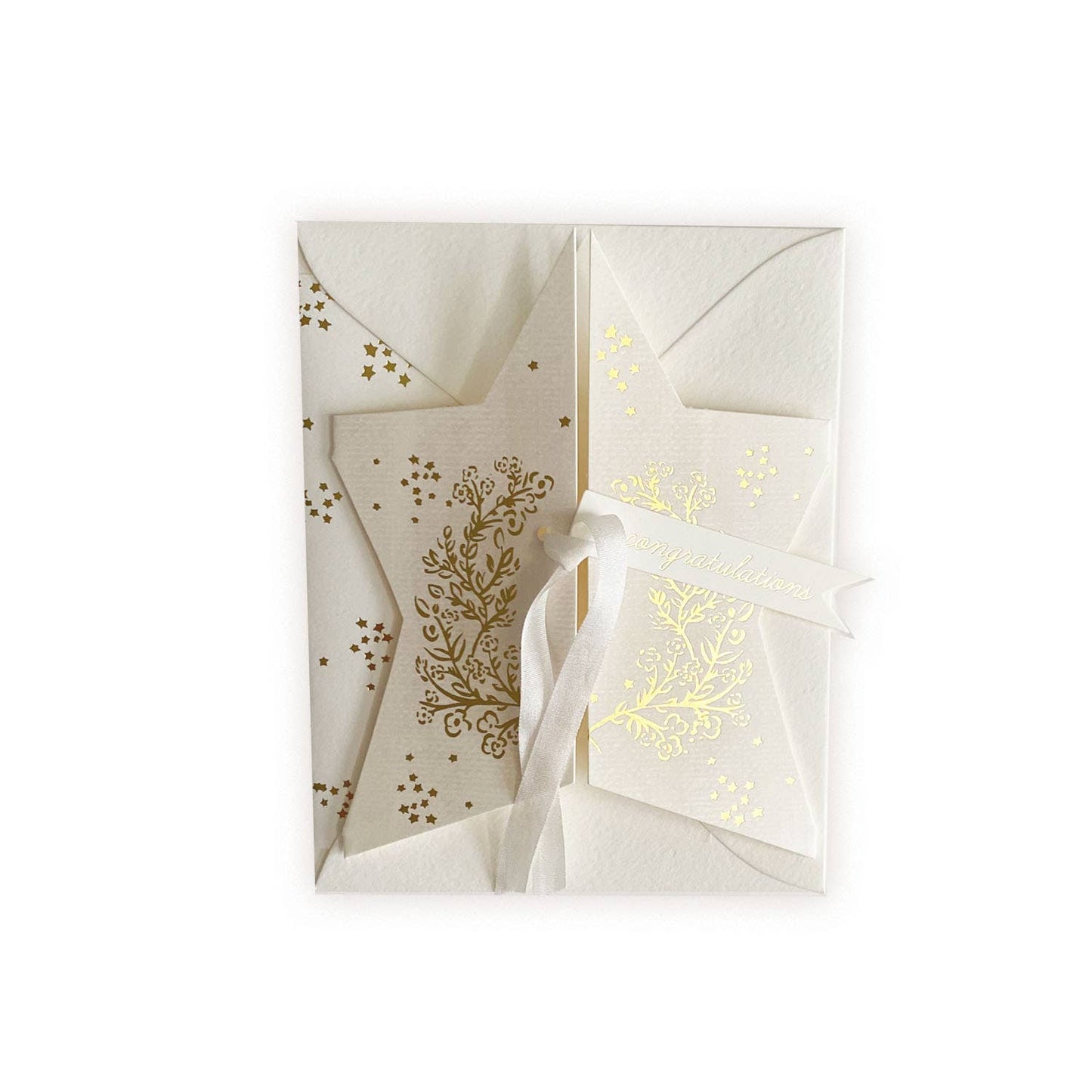 Gold Foil Star w/ Silk Ribbon Congratulations Greeting Card