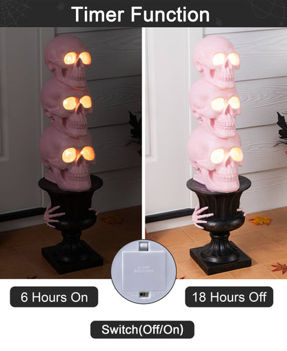 Pink LED Skeleton Topiary Halloween Porch Decor
