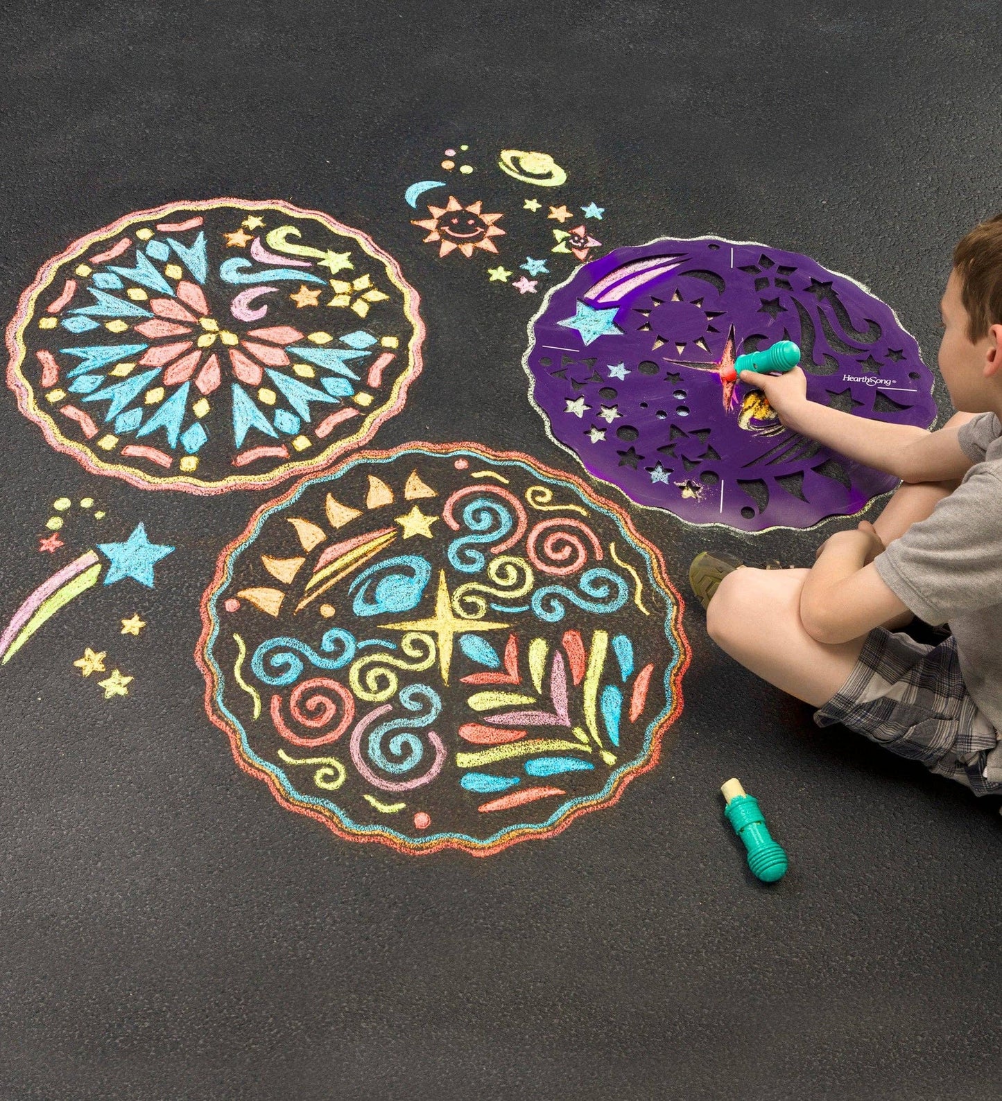 ChalkScapes Mandalas Sidewalk Stencils Chalk Art Kit: Sea