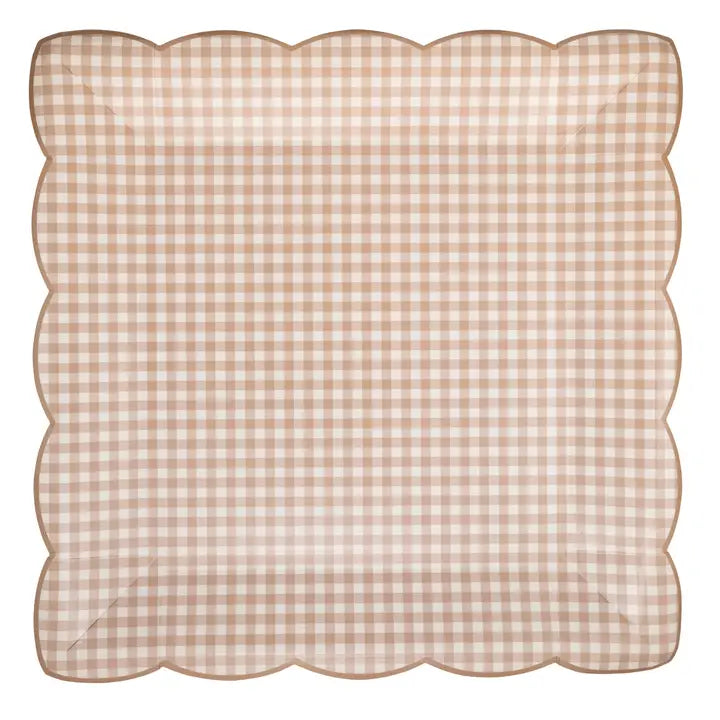 Light Brown Gingham Paper Plate