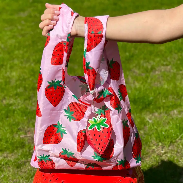 2-in-1 Bag Charm & Reusable Shopper Bag - Ripe Strawberry