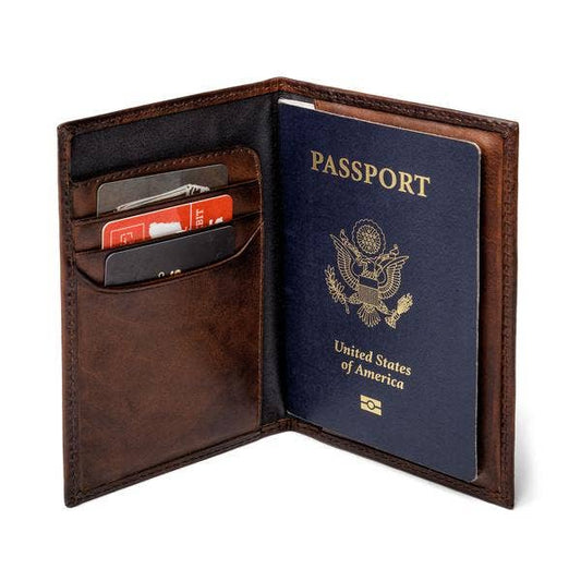 Mission Mercantile Leather Goods Benjamin Leather Passport Holder Wallet - Hickory