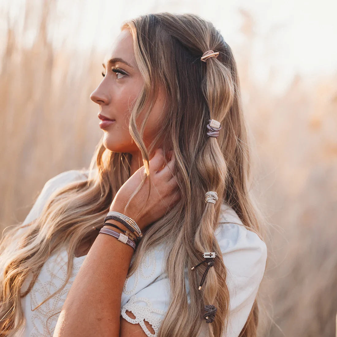 "Faith" Warm Neutrals Hair Tie Bracelets