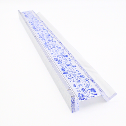 Blue and White Chinoiserie Mahjong Rack and Pusher - Set of 4