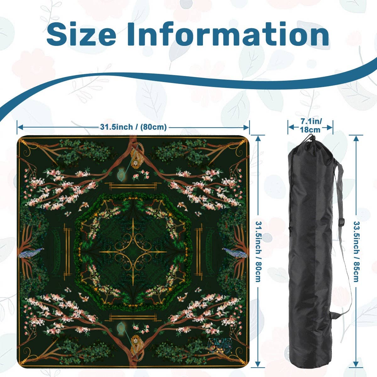 Mahjong Mat - Chinoiserie in Deep Forest Green