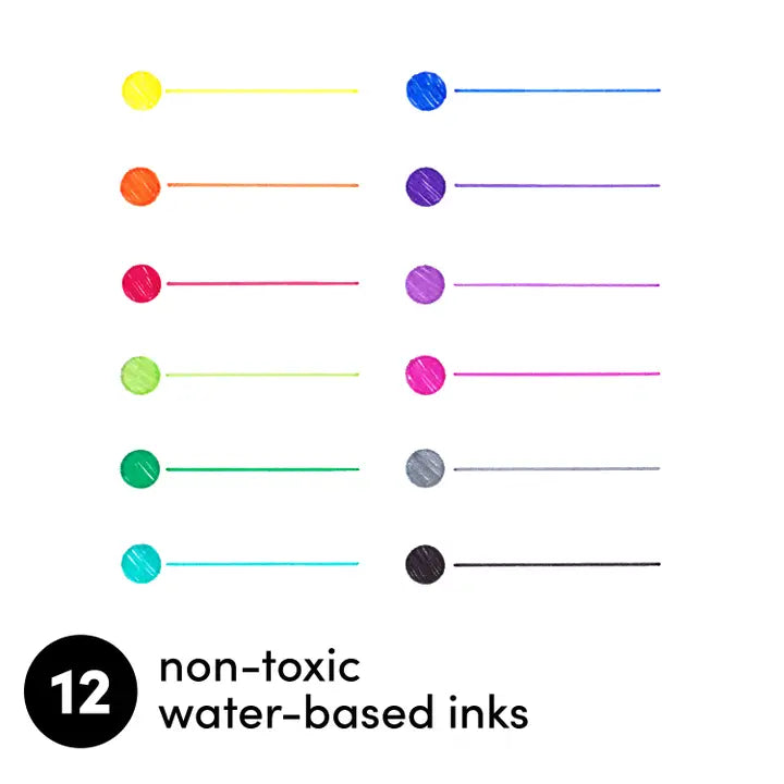 12 Pack Felt Tip Fine Line Marker Pens with Case