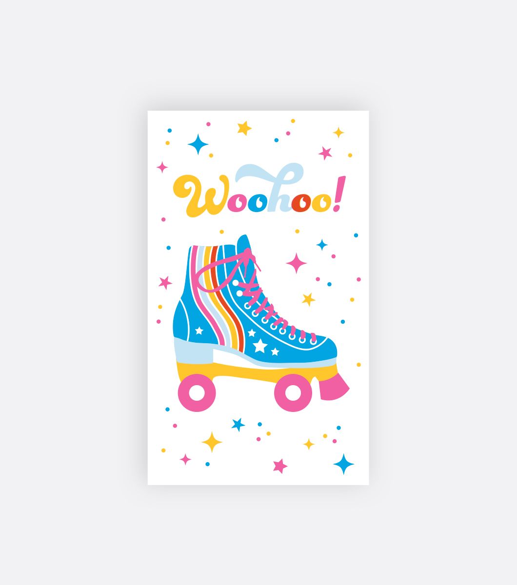 Retro Rollerskate - Mini Notes Small Greeting Card