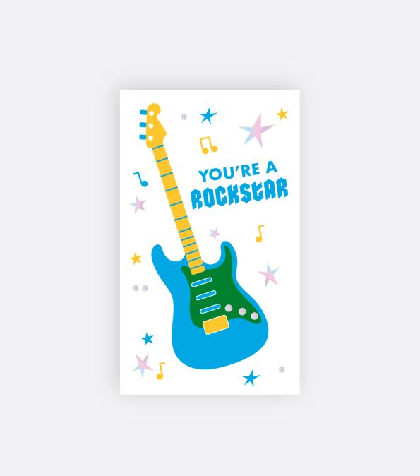 Rockstar Guitar - Mini Notes Small Celebratory Greeting Card
