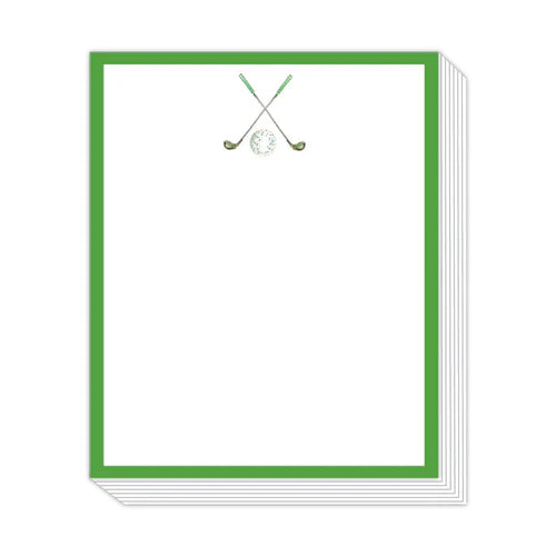 RosanneBeck Handpainted Luxe Notepad - Golf Club with Green Border
