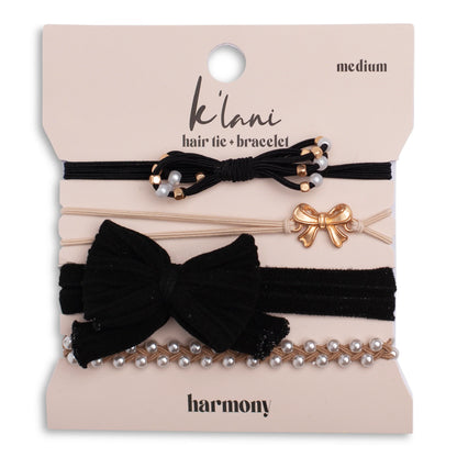 "Harmony" Pearls & Bows Hair Tie Bracelets