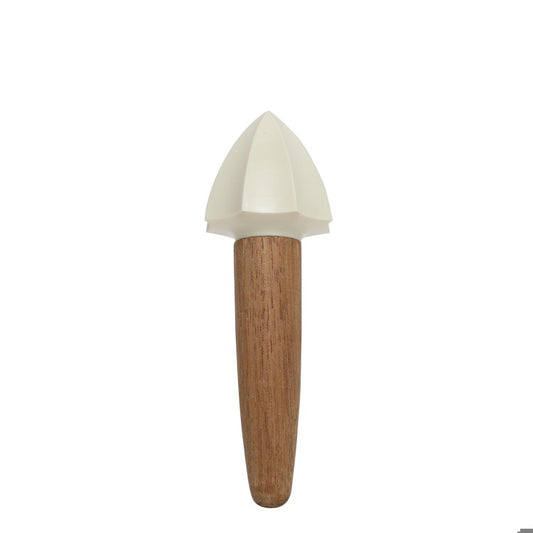 Wood & Silicone Citrus Reamer, Cream Color