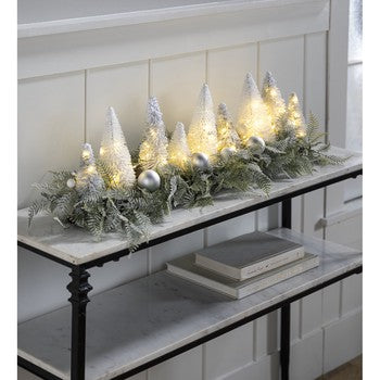 Lighted Holiday Centerpiece with Bottle Brush Trees