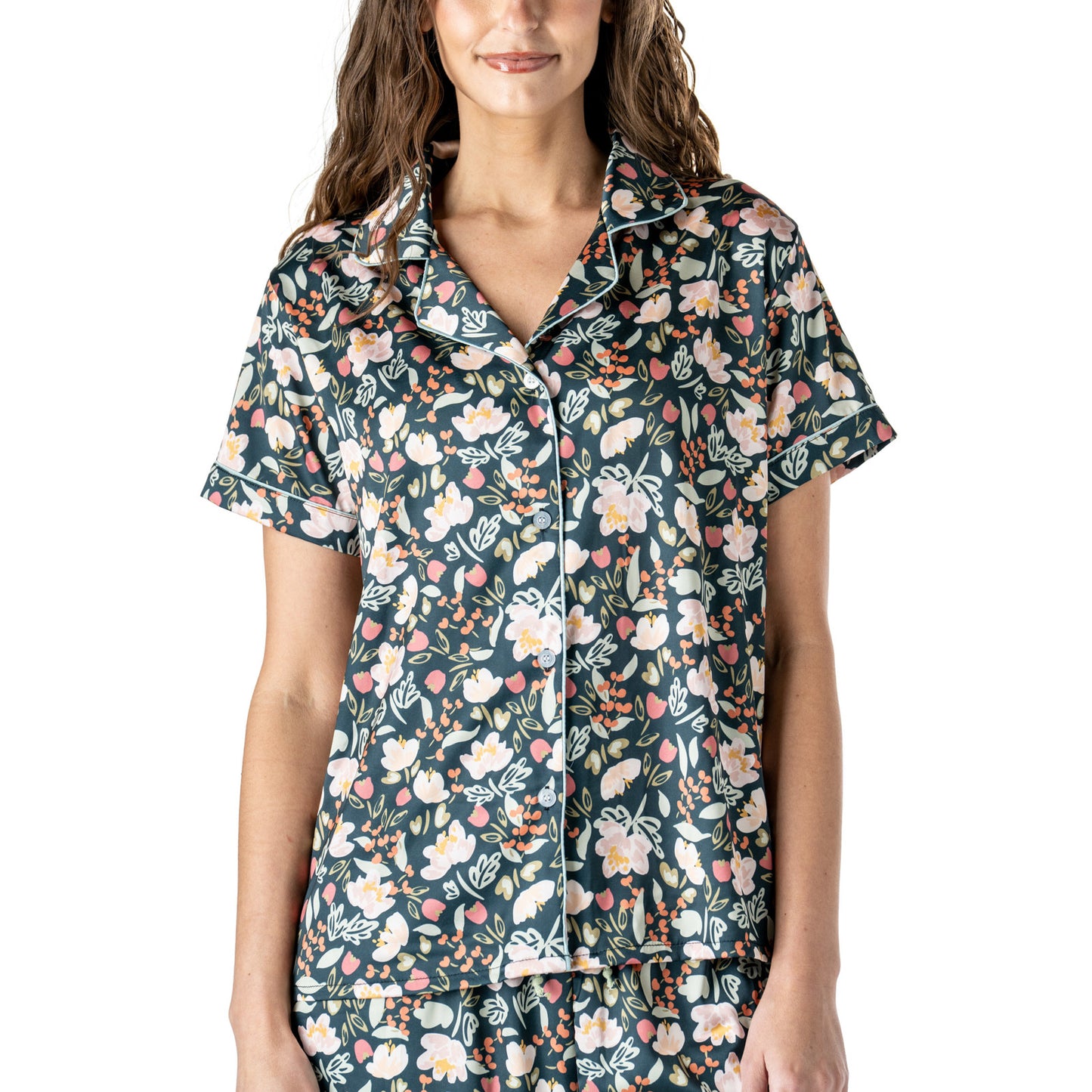 Hello Mello Satin Pajama Top - Petal To The Metal