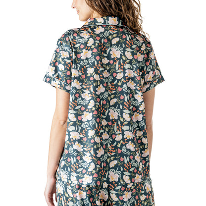 Hello Mello Satin Pajama Top - Petal To The Metal