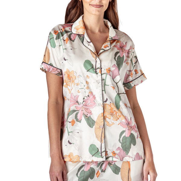 Hello Mello Satin Pajama Top - Bloom Service