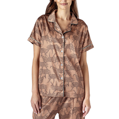 Hello Mello Satin Pajama Top - Feline Comfy
