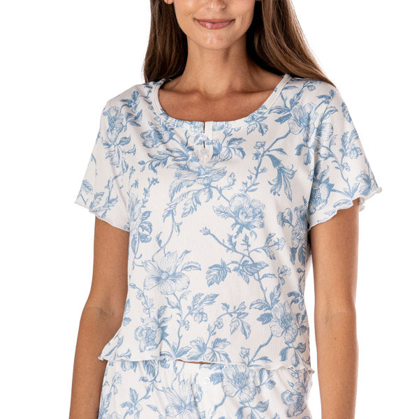 Hello Mello Blue Floral Top
