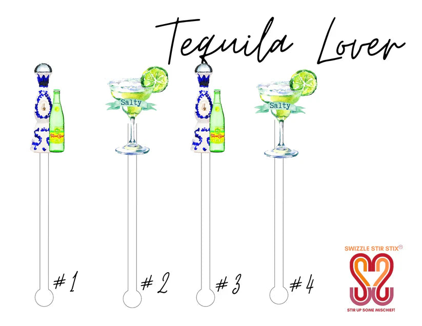 Tequila and Topo Chico Lover Party Decor Swizzle Stir Stix Sticks - Set of 4