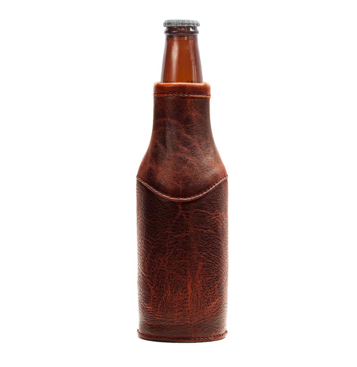 Mission Mercantile Leather Goods Campaign Leather Bottle Koozie - Wiskey