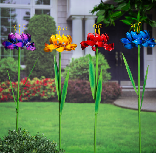 Metal Spinning Flower Garden Stake