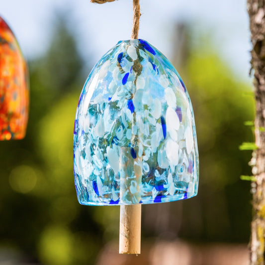Art Glass Speckle Light Blue Bell Chime