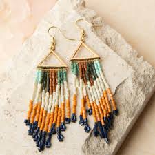 Irie Seed Bead Triangle Chandelier Earrings