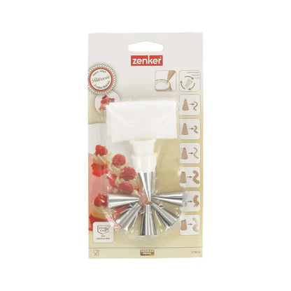 Zenker Piping Bag and 6 Decorative Stainless Steel Tips