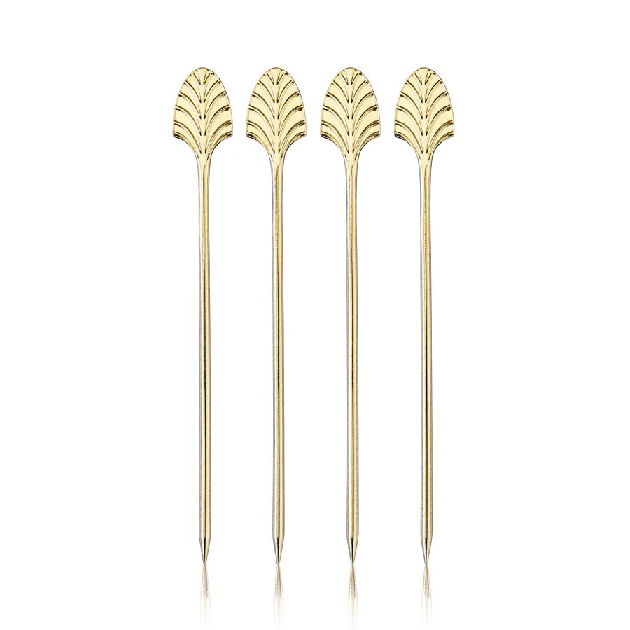 VISKI Art Deco Cocktail Picks in Gold - Set of 4