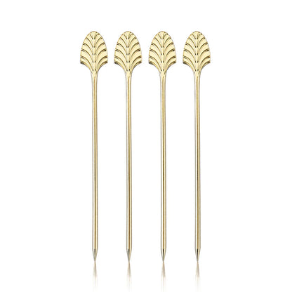 VISKI Art Deco Cocktail Picks in Gold - Set of 4