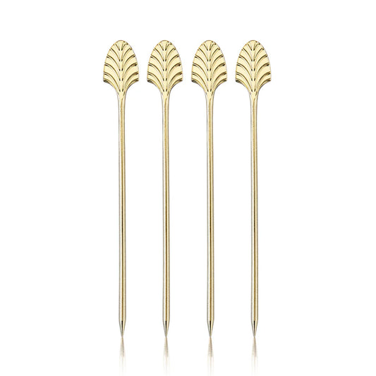 VISKI Art Deco Cocktail Picks in Gold - Set of 4