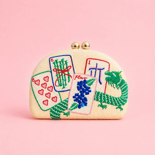 Embroidered Mahjong Clutch
