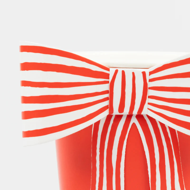 Meri Meri Red & White Striped Bow Cups