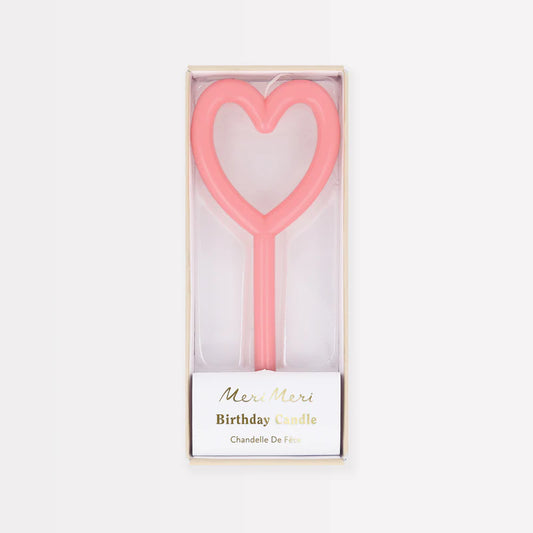 Slim Pink Heart Cake Candle