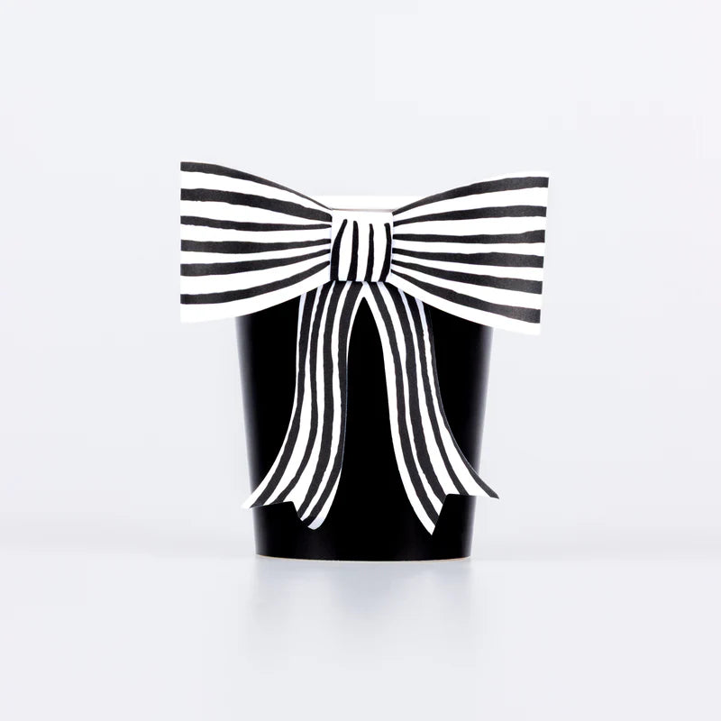 Meri Meri Black & White Striped Bow Cups