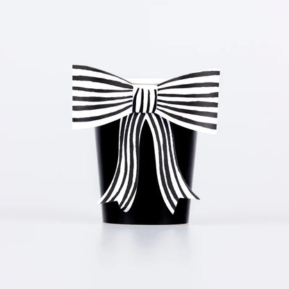 Meri Meri Black & White Striped Bow Cups