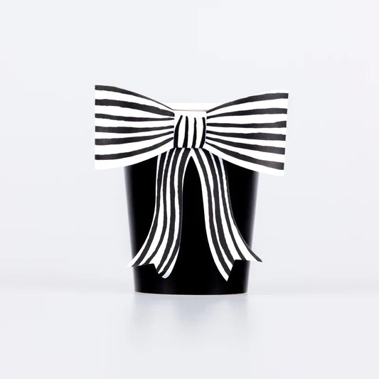Meri Meri Black & White Striped Bow Cups