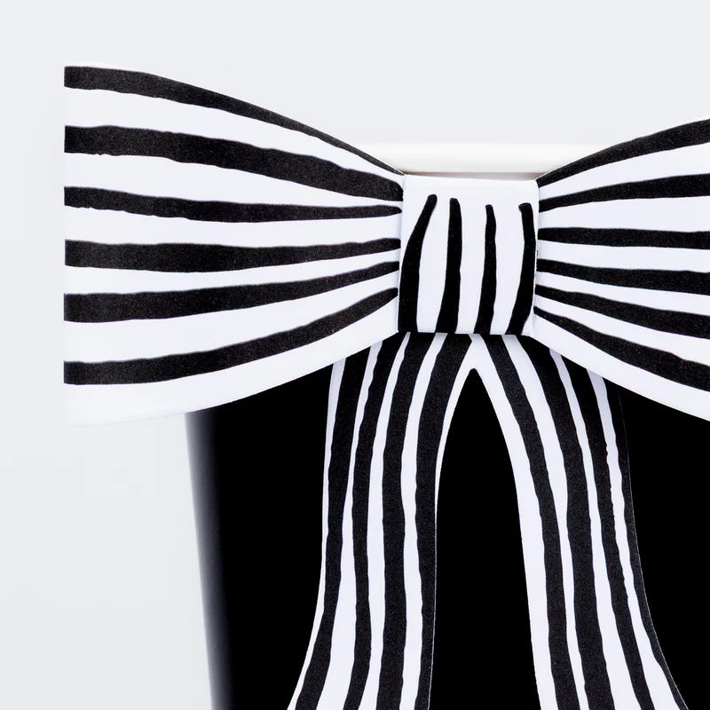 Meri Meri Black & White Striped Bow Cups
