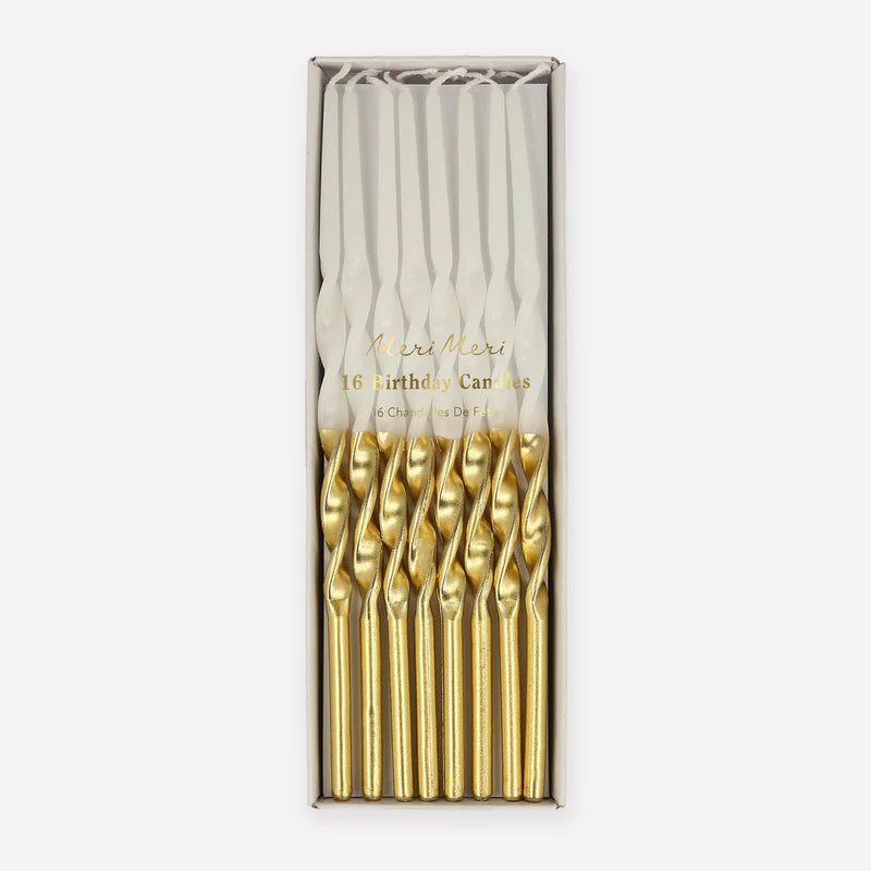 Meri Meri Party Decor Gold Dipped Twisted Birthday Candles