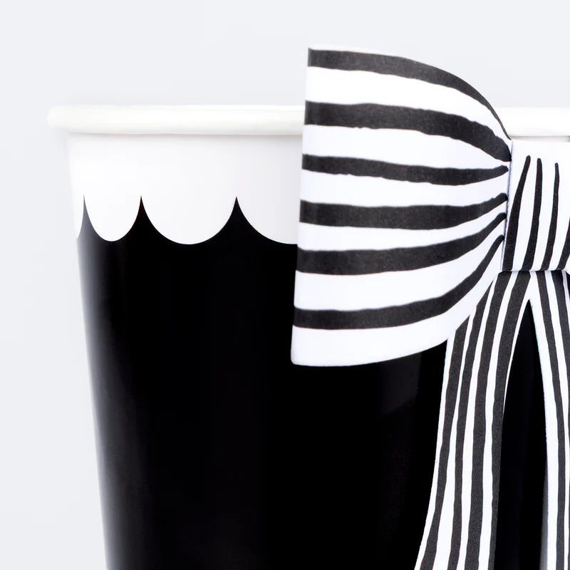 Meri Meri Black & White Striped Bow Cups